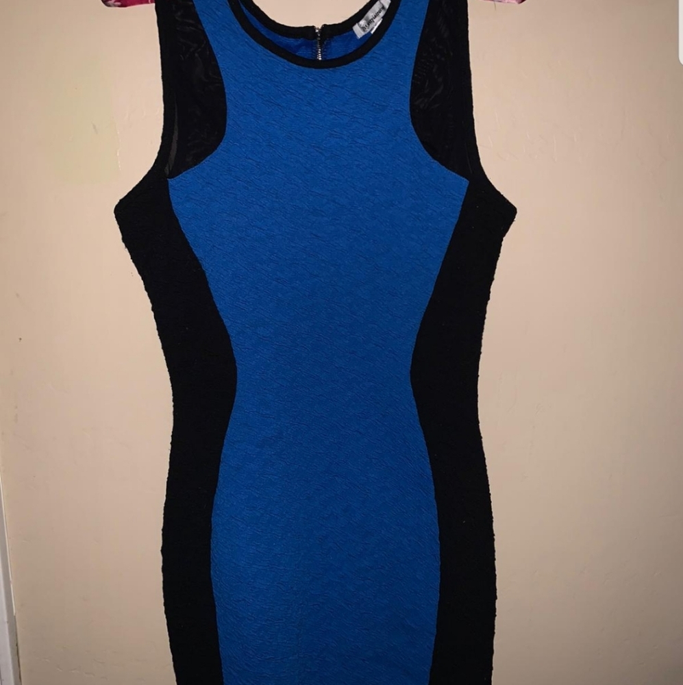 Blue/black bodycon dress